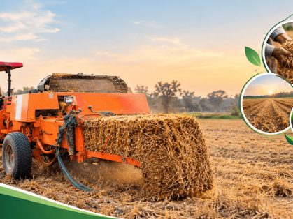Farmers and machinery involved in Punjab's P-CLAMP climate smart agriculture project